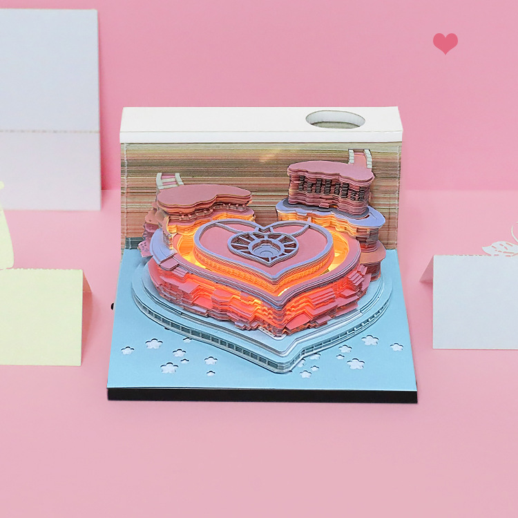 3D Sticky Memo Pad with Light Love