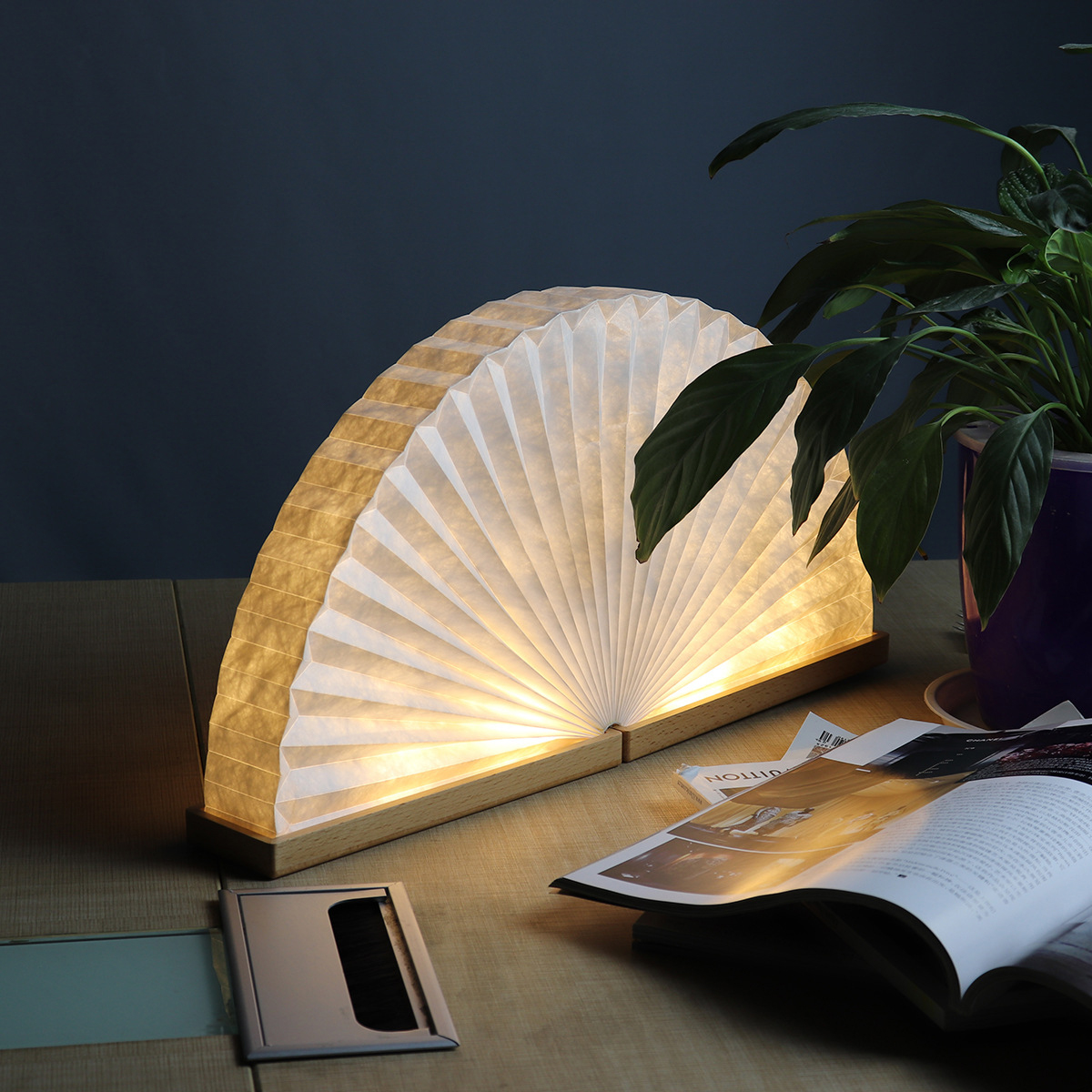 LED Lantern Lamp Paper Lamp Book Night Light Fan Style