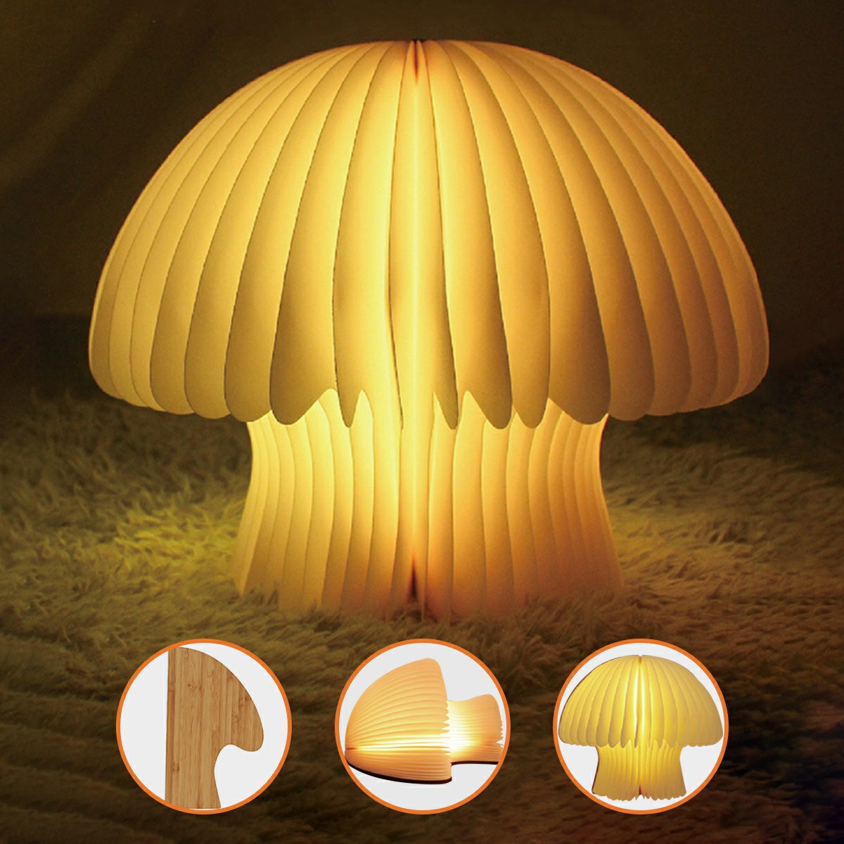 LED Lantern Lamp Paper Lamp Book Night Light Mushroom
