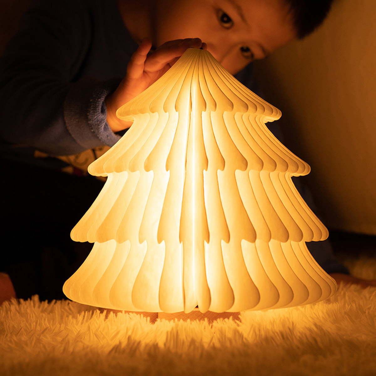 LED Lantern Lamp Paper Night Light Christmas Tree