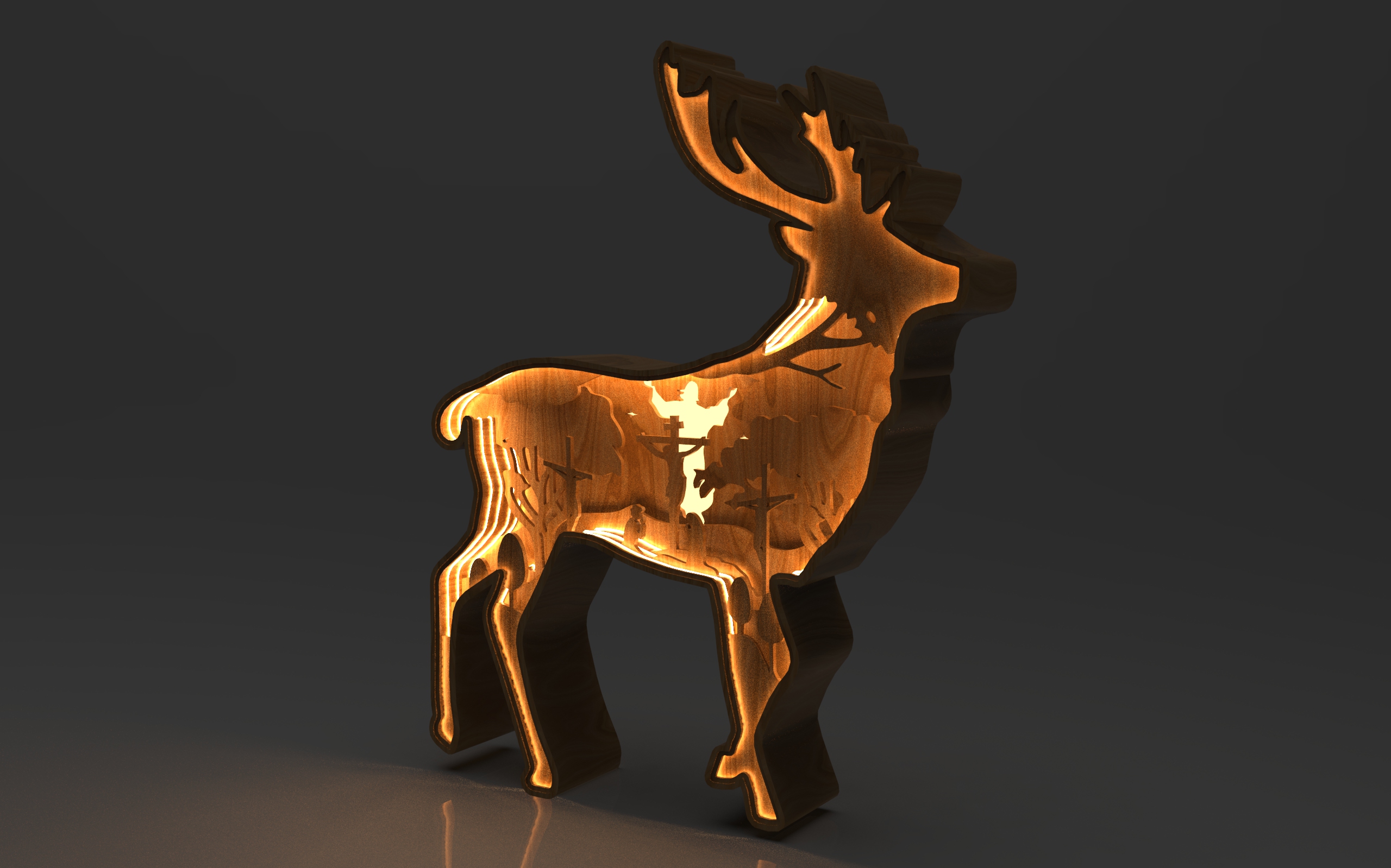 LED Wooden Lamp Bible-Deer