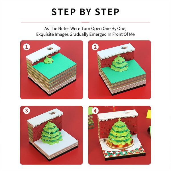 3D Sticky Memo Pad with Light Christmas tree