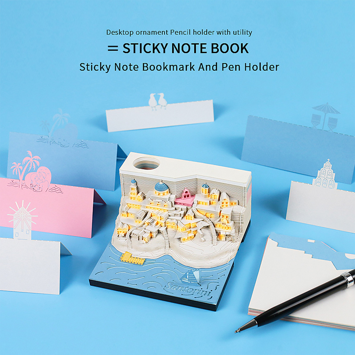 3D Sticky Memo Pad with Light Santorini